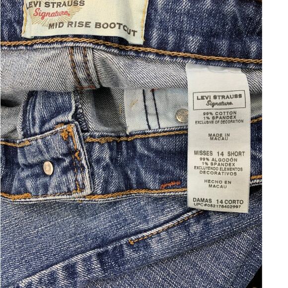 Levi Strauss Signature Jeans Misses 14 Short High Rise Bootcut Medium Wash Denim - Picture 4 of 7